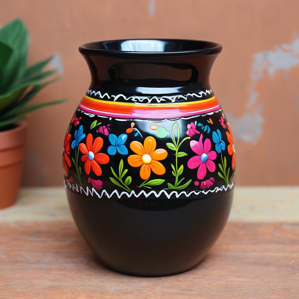 Bolsa de mano, tamaño mediano, con finos bordados de cactus en tonalidades verdes, con flores coloridas que resaltan la diversa vegetación del país